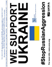 SUMA advertisement 2021. Focus: We Support Ukraine lawn signs and donations